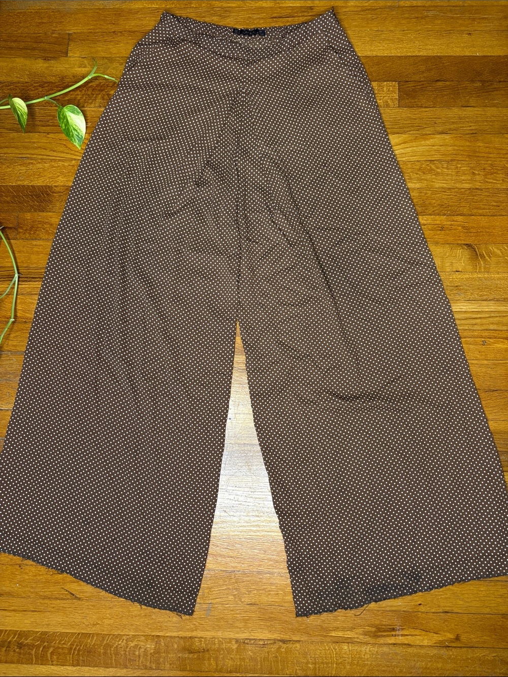 Zara Brown Polka Dot Wide-Leg Pants